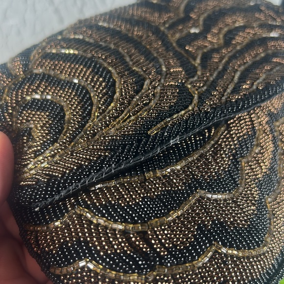 Chadwick Elegant Black Gold Beaded Crossbody Shoulder Evening Bag Rope Strap - Picture 11 of 14